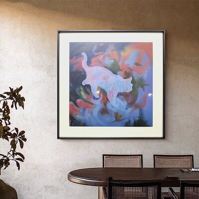 Cute kitten Elegant Printed Oil Painting Floral Bouquet Art