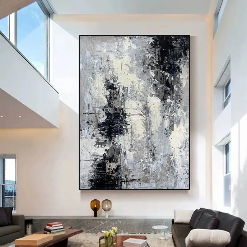 Handpainted Large Acrylic Wall Art Oil Painting on Abstract Art Artwork with Canvas Support Base and 6 Color Print Method