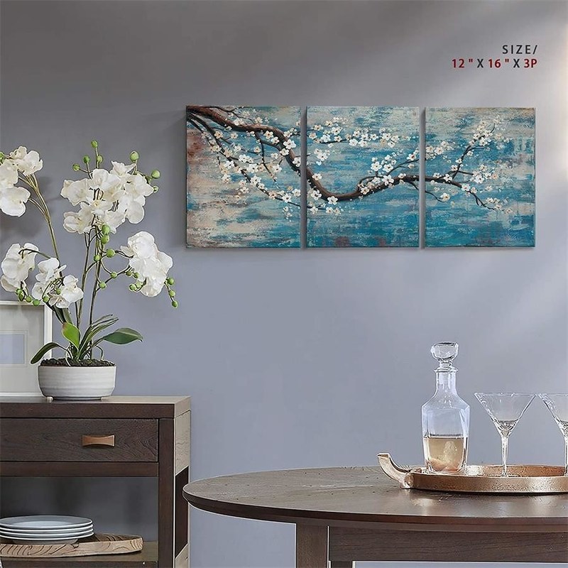 3 Pieces of Floral Modern Landscape Wall Decoration Hand Painted Flower Oil Canvas Materials Canvas Oil and Canvas